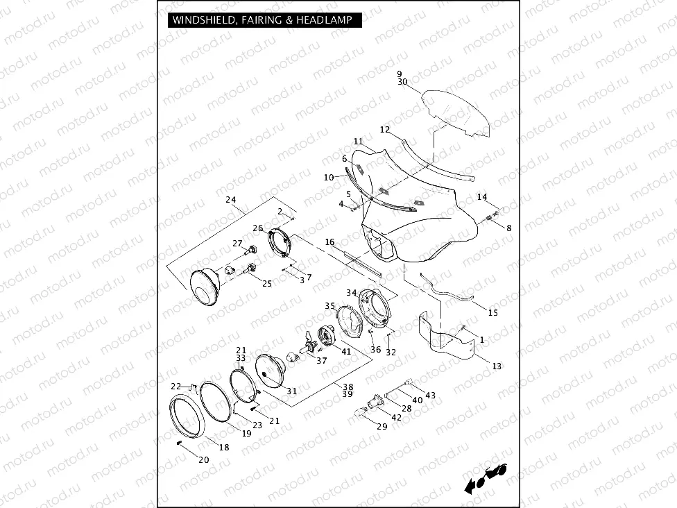 WINDSHIELD, FAIRING & HEADLAMP (1 OF 2)