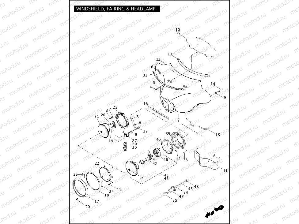 WINDSHIELD, FAIRING & HEADLAMP (1 OF 2)