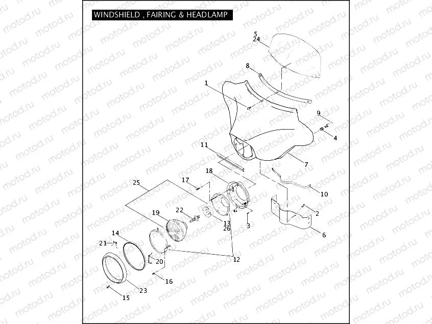 WINDSHIELD, FAIRING & HEADLAMP