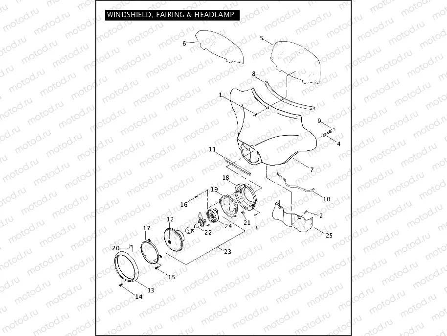 WINDSHIELD, FAIRING & HEADLAMP