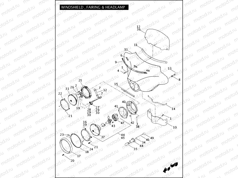 WINDSHIELD, FAIRING & HEADLAMP