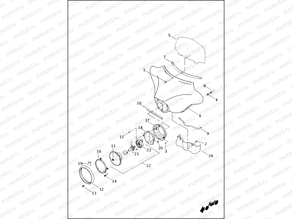 WINDSHIELD, FAIRING & HEADLAMP
