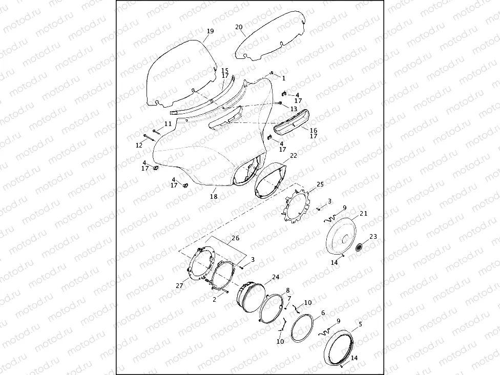 WINDSHIELD, FAIRING & HEADLAMP