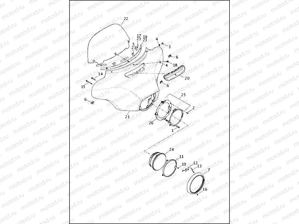 WINDSHIELD, FAIRING & HEADLAMP
