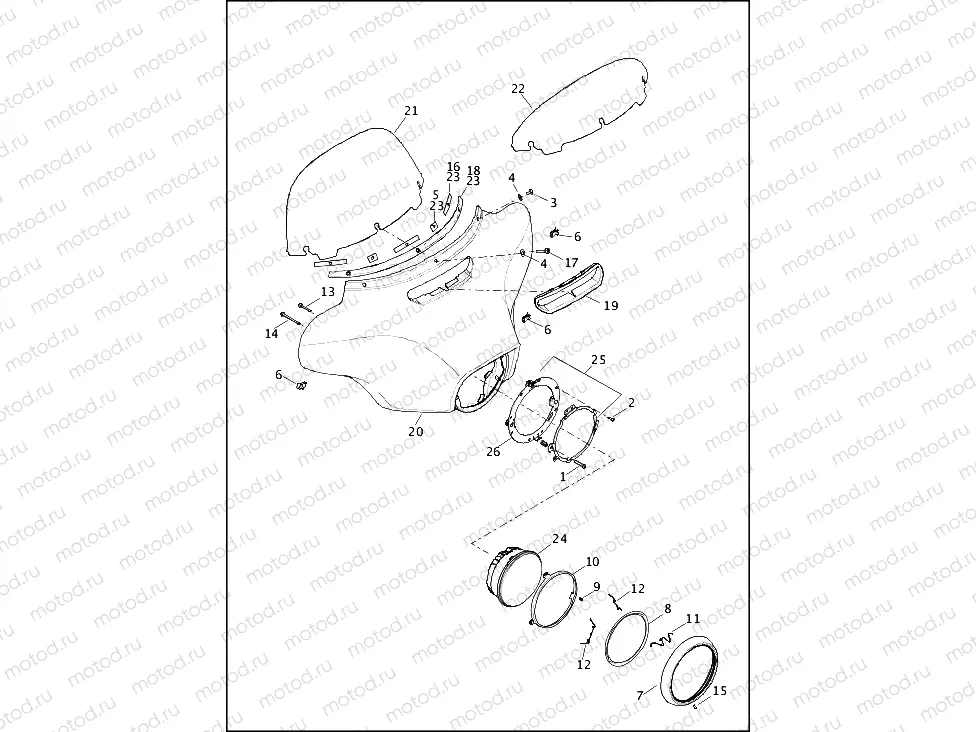 WINDSHIELD, FAIRING & HEADLAMP
