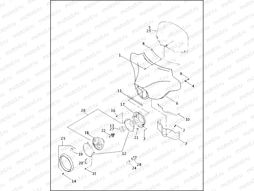 WINDSHIELD, FAIRING & HEADLAMP - FLHT MODELS