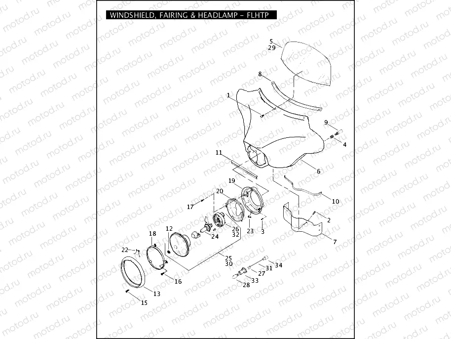 WINDSHIELD, FAIRING, & HEADLAMP - FLHTP