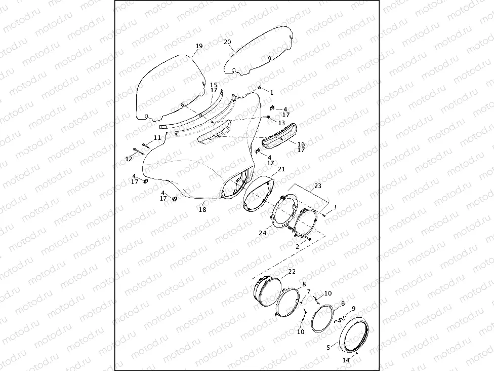 WINDSHIELD, FAIRING & HEADLAMP - FLHTP