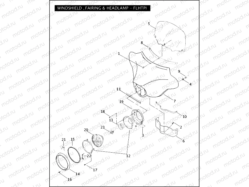 WINDSHIELD, FAIRING & HEADLAMP - FLHTPI