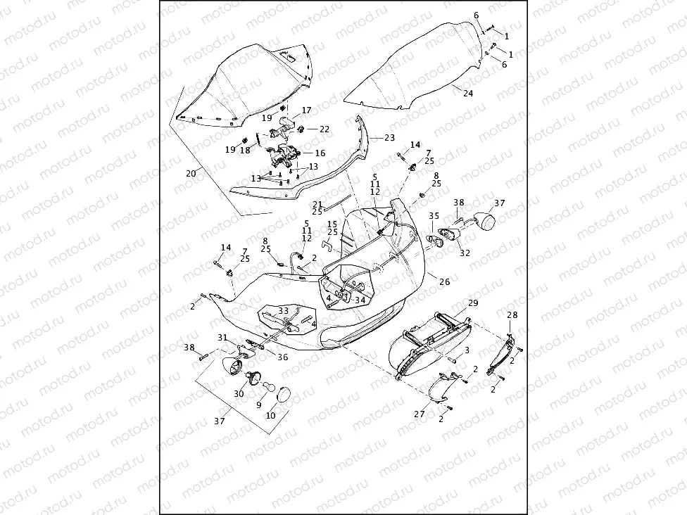 WINDSHIELD, FAIRING & HEADLAMP - FLTRX & FLTRXS