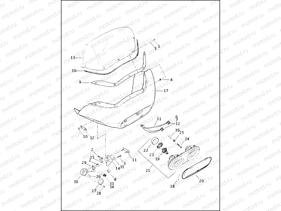WINDSHIELD, FAIRING & HEADLAMPS