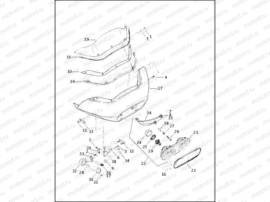 WINDSHIELD, FAIRING & HEADLAMPS