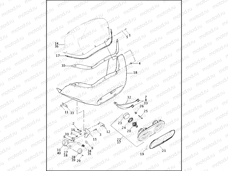 WINDSHIELD, FAIRING & HEADLAMPS - FLTR