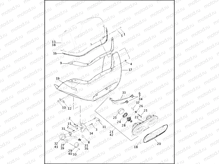 WINDSHIELD, FAIRING & HEADLAMPS - FLTR