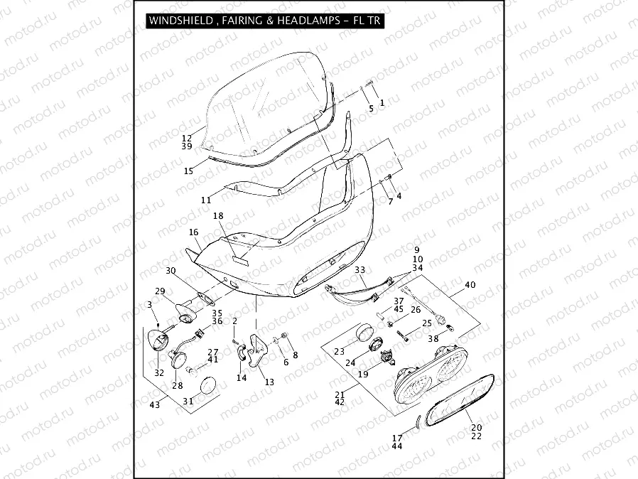 WINDSHIELD, FAIRING & HEADLAMPS - FLTR