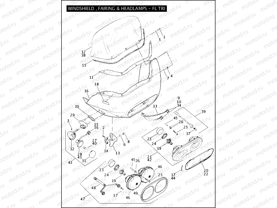 WINDSHIELD, FAIRING & HEADLAMPS - FLTRI