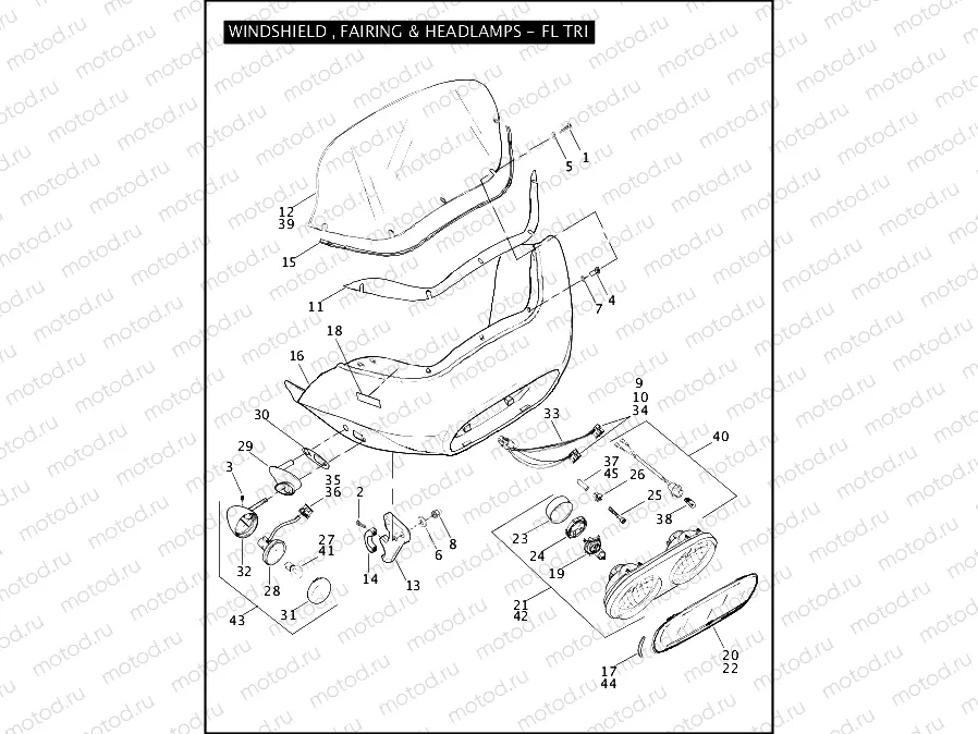 WINDSHIELD, FAIRING & HEADLAMPS - FLTRI
