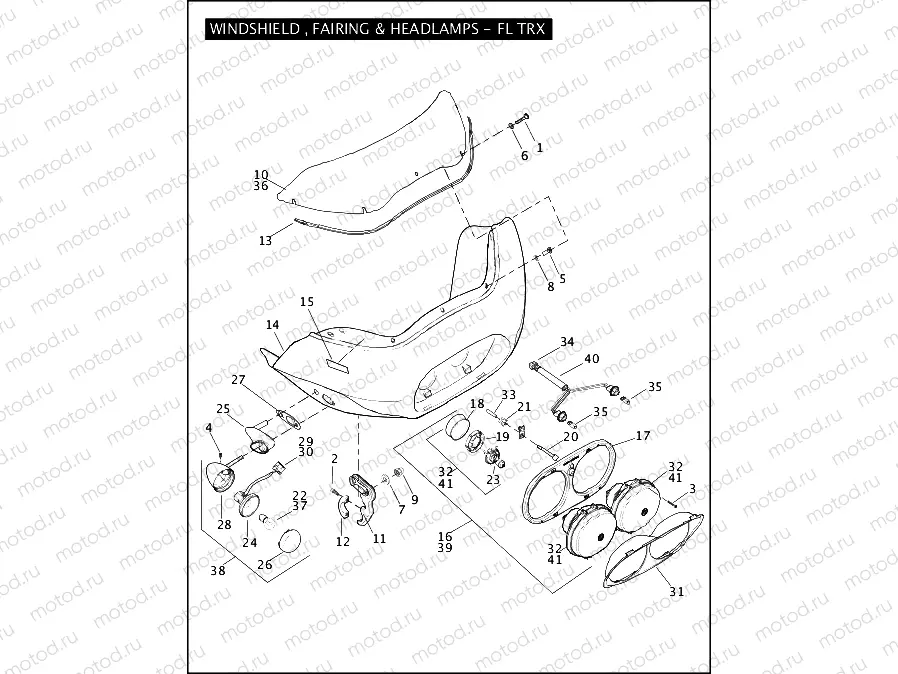 WINDSHIELD, FAIRING & HEADLAMPS - FLTRX