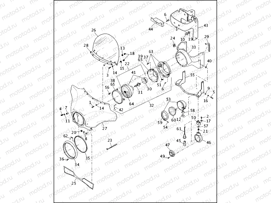 WINDSHIELD FAIRING & LAMPS - FLHTP (1 OF 2)