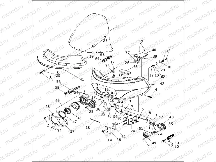 WINDSHIELD, FAIRING & LAMPS - FLTCU & FLTCUI (1 OF 2)