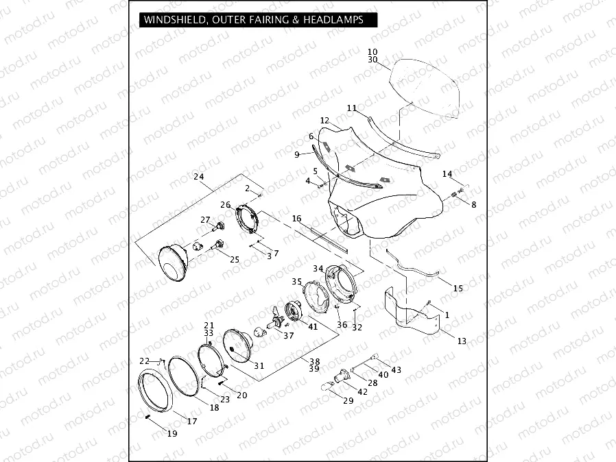 WINDSHIELD, OUTER FAIRING & HEADLAMPS (1 OF 2)