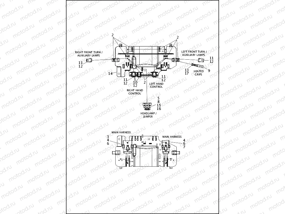 WIRING HARNESS, FAIRING - FLHT, FLHX AND FLHXS (1 OF 2)