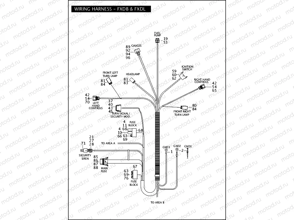WIRING HARNESS - FXDB & FXDL (1 OF 2)