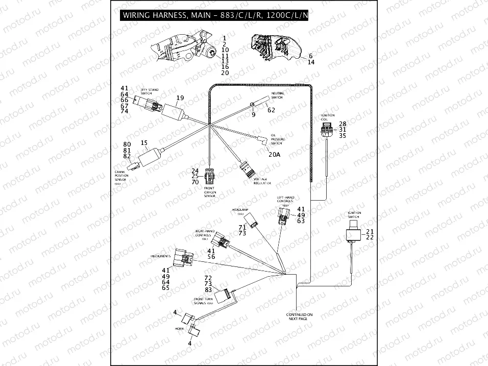 WIRING HARNESS, MAIN - 883/C/L/R, 1200C/L/N/R