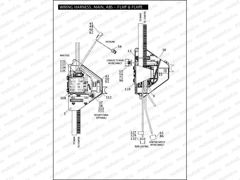 WIRING HARNESS, MAIN, ABS - FLHP & FLHPE (4 OF 5)