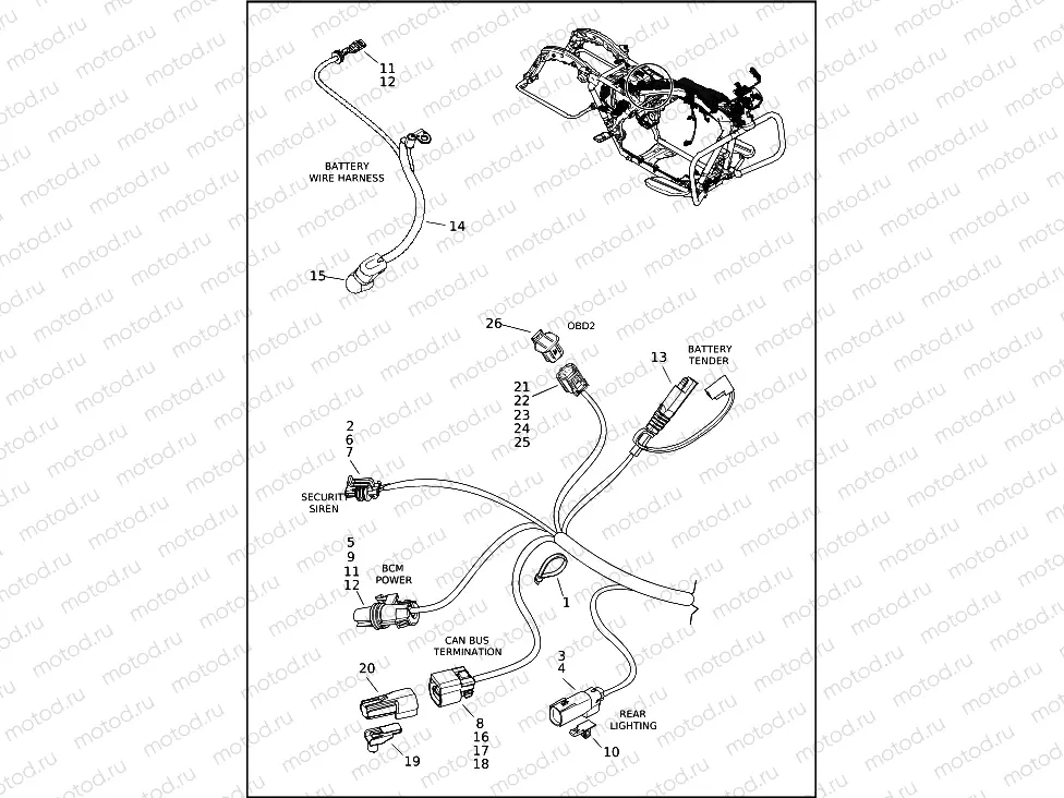 WIRING HARNESS, MAIN, ABS - FLHR, FLHRXS (10 OF 10)