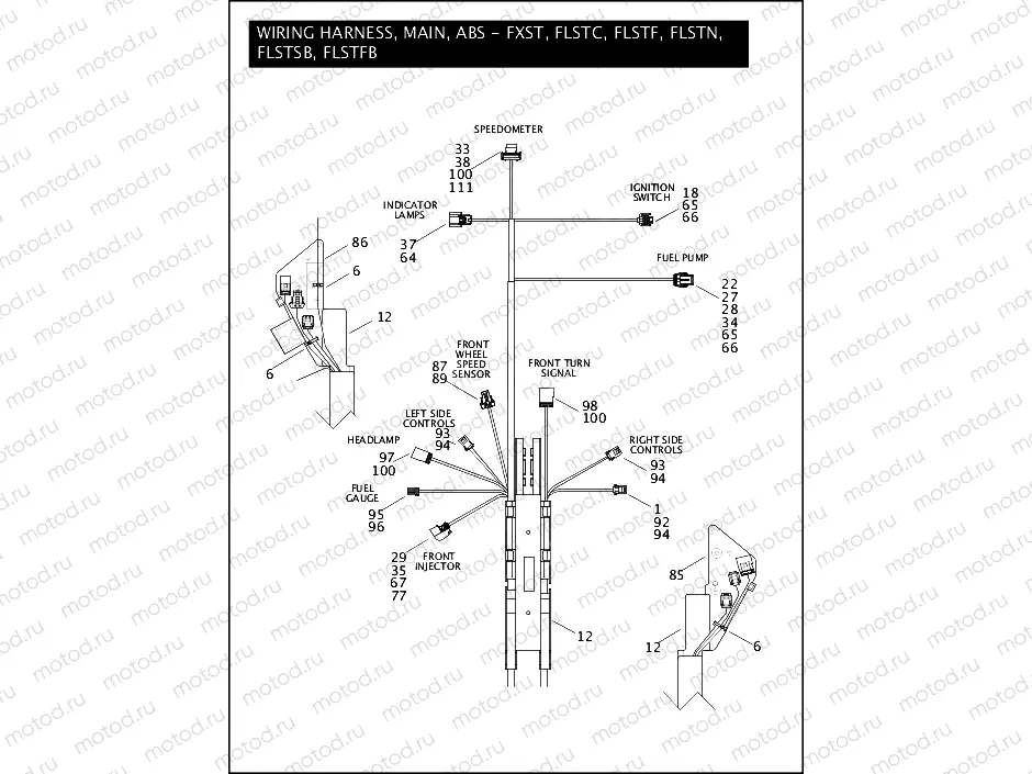 WIRING HARNESS, MAIN, ABS - FLSTC, FLSTF, FLSTN, FLSTFB, FLSTSB & FXST (1 OF 5)