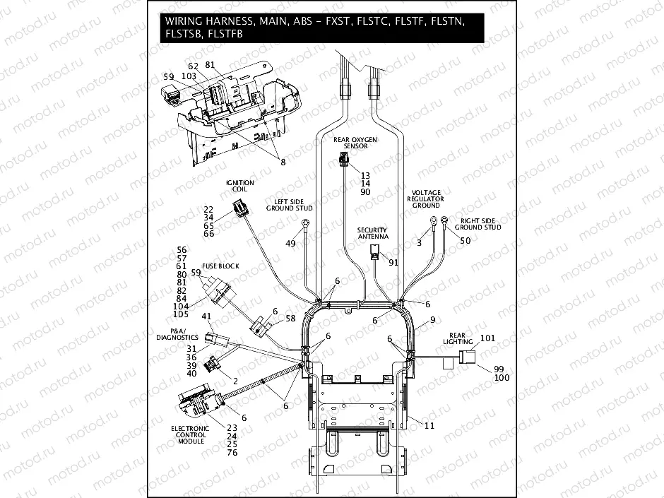 WIRING HARNESS, MAIN, ABS - FLSTC, FLSTF, FLSTN, FLSTFB, FLSTSB & FXST (3 OF 5)