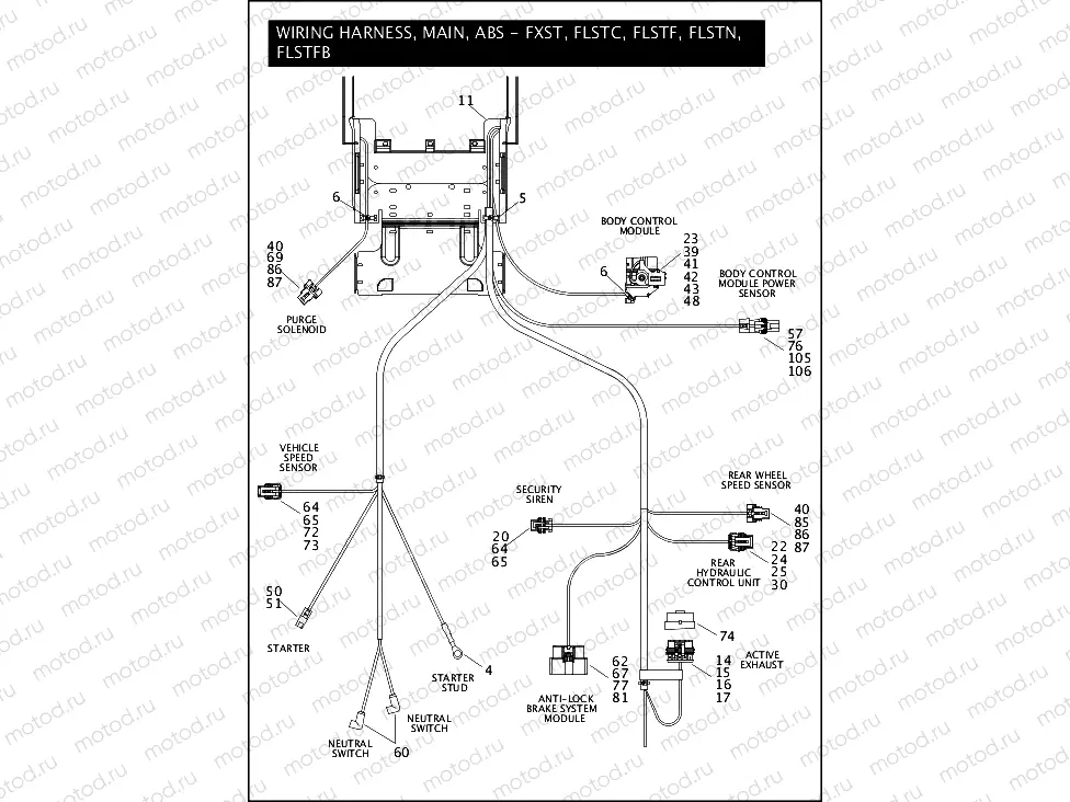 WIRING HARNESS, MAIN, ABS - FXST, FLSTC, FLSTF, FLSTN & FLSTFB (4 OF 5)