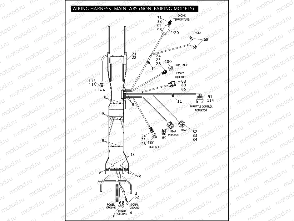WIRING HARNESS, MAIN, ABS (NON-FAIRING MODELS) (2 OF 5)