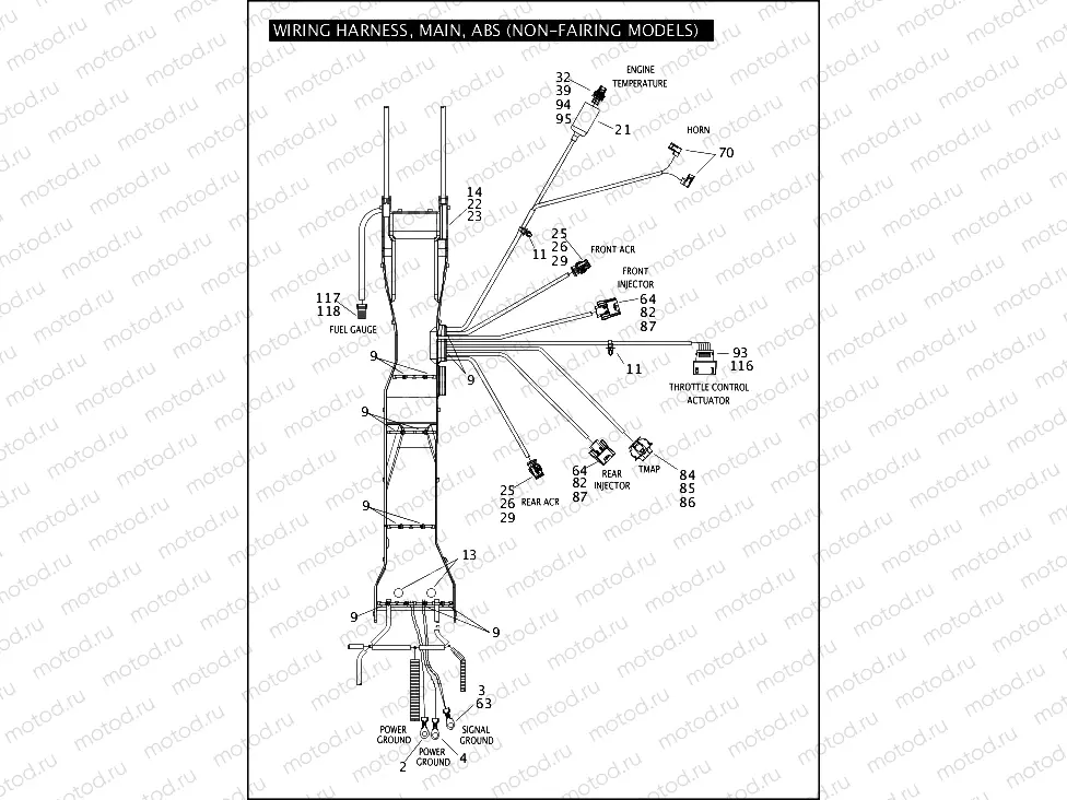 WIRING HARNESS, MAIN, ABS (NON-FAIRING MODELS) (2 OF 5)