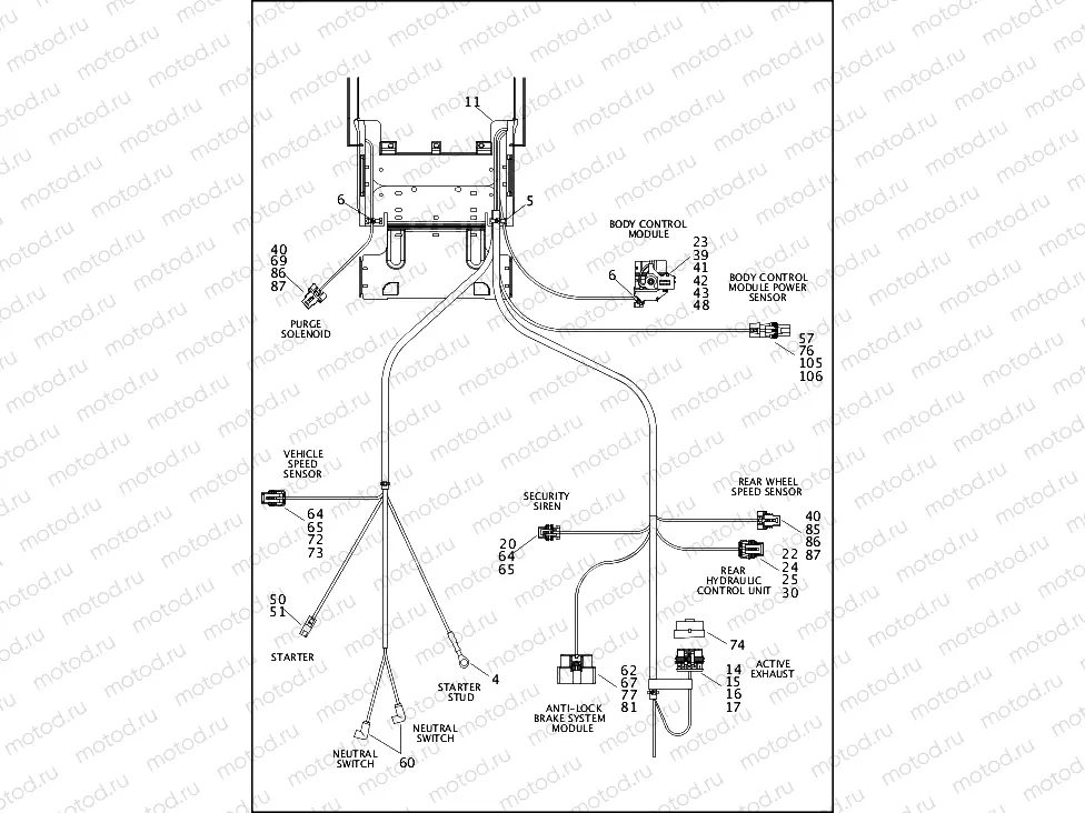 WIRING HARNESS, MAIN, ABS - TWIN CAM 96â¢ - FLSTC, FLSTF, FLSTN & FLSTFB (4 OF 5)