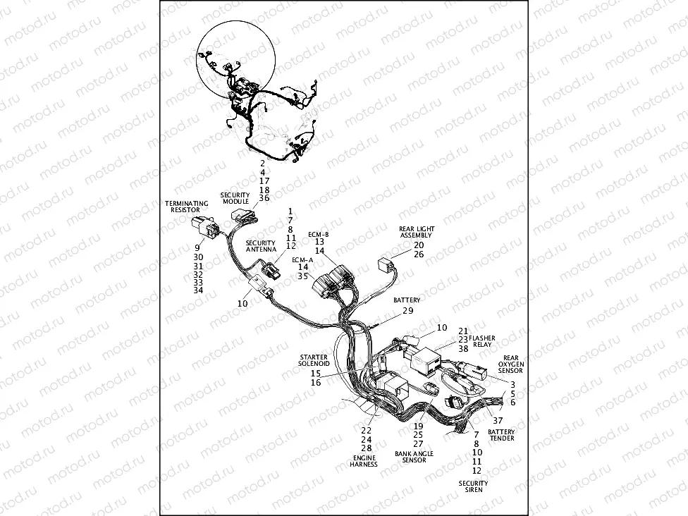 WIRING HARNESS, MAIN ABS, XG500, XG750 (REAR UPPER)