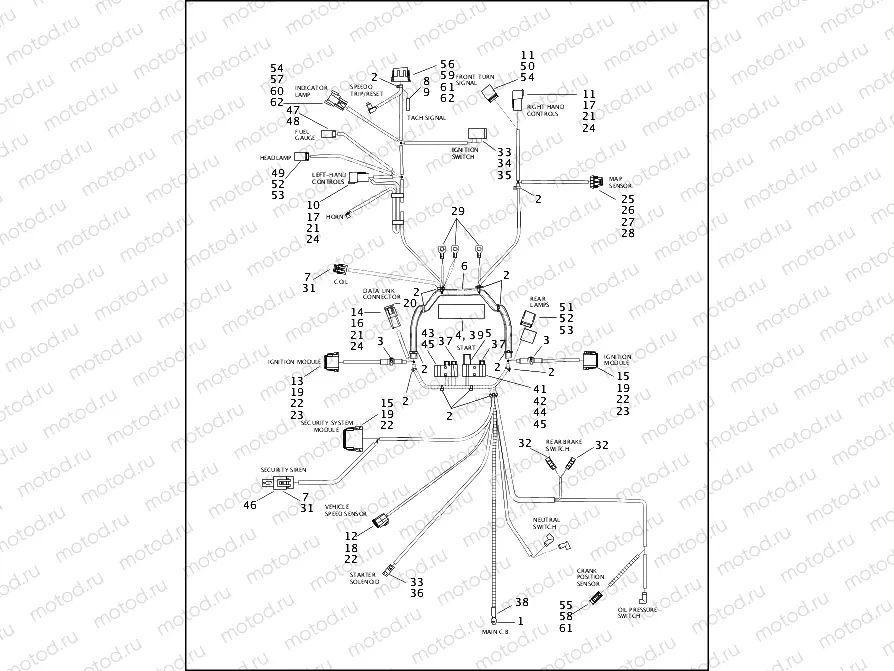 WIRING HARNESS, MAIN - CARBURETED (1 OF 2)