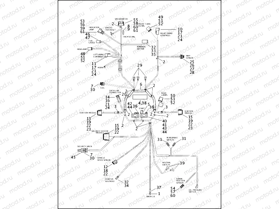 WIRING HARNESS, MAIN - CARBURETED (1 OF 2)