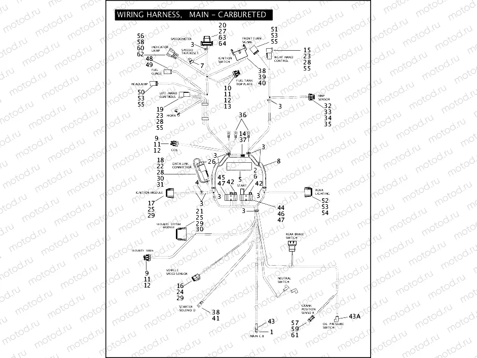 WIRING HARNESS, MAIN - CARBURETED