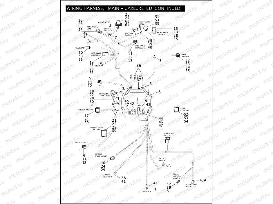 WIRING HARNESS, MAIN - CARBURETED (CONTINUED)