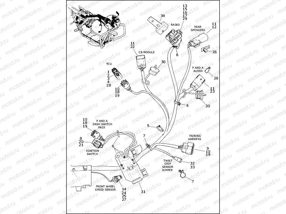 WIRING HARNESS, MAIN - FLHT, FLHX, FLHXS (2 OF 10)