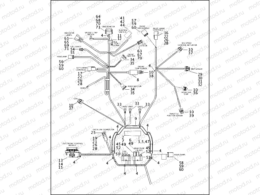 WIRING HARNESS, MAIN - FUEL INJECTED (1 OF 2)