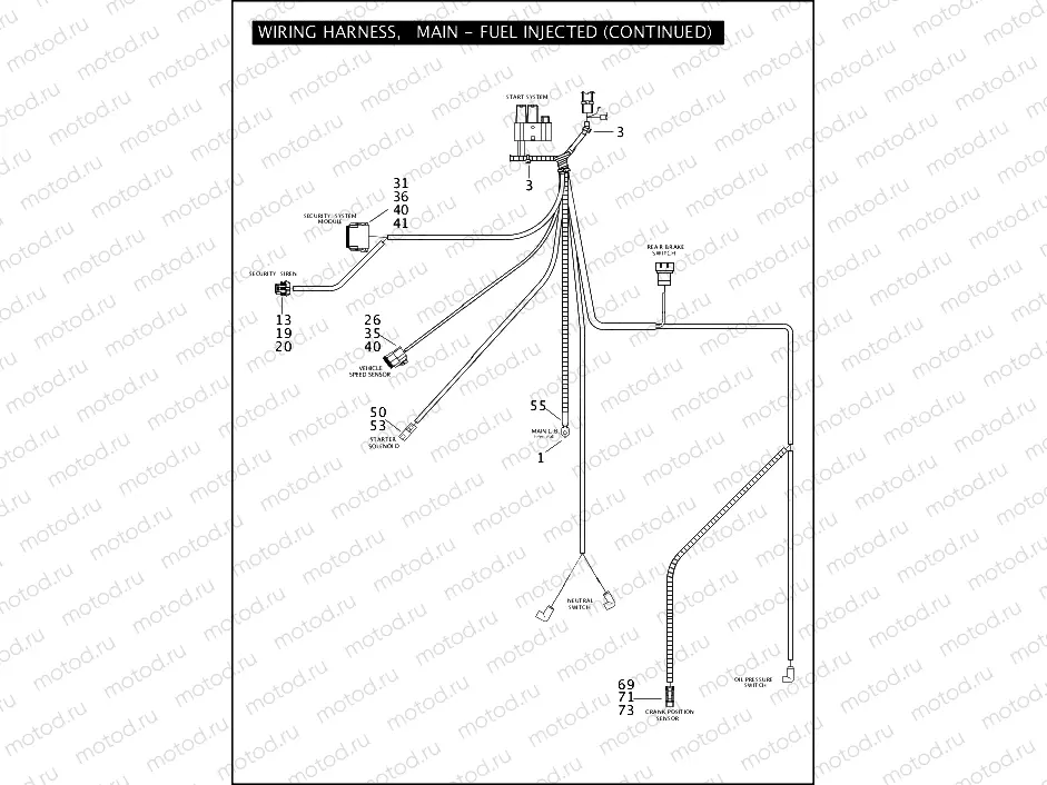 WIRING HARNESS, MAIN - FUEL INJECTED (CONTINUED)