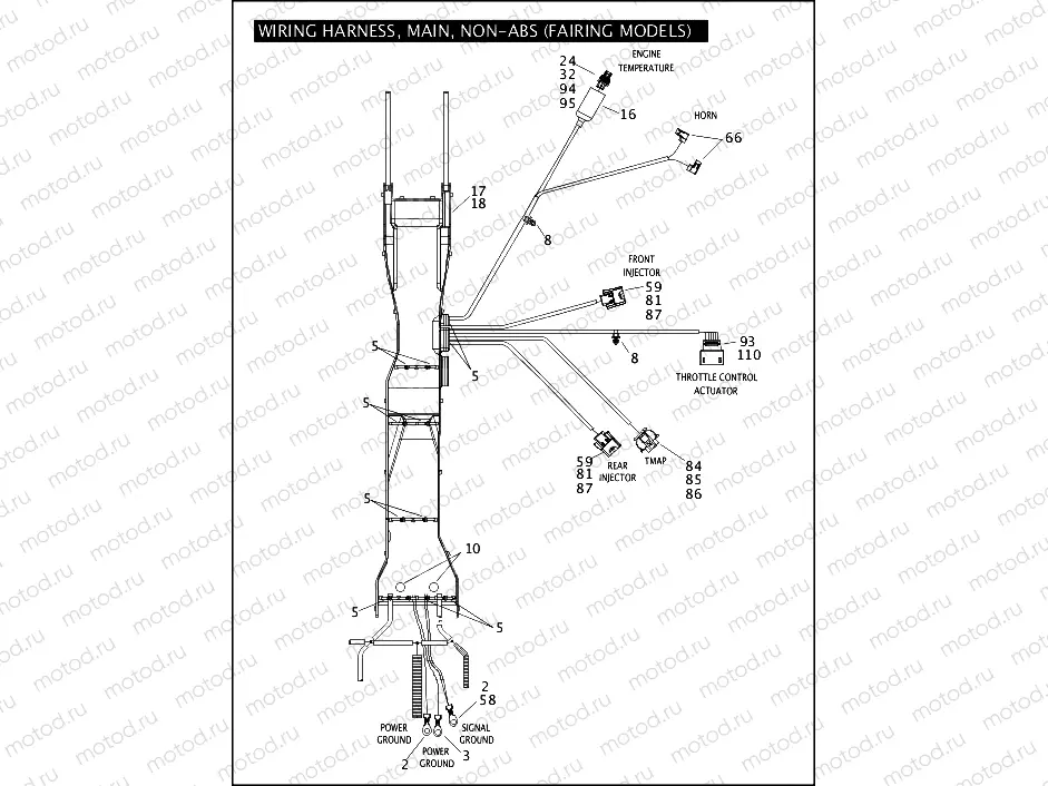 WIRING HARNESS, MAIN, NON-ABS (FAIRING MODELS) (2 OF 6)