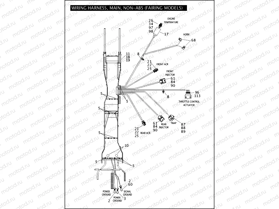 WIRING HARNESS, MAIN, NON-ABS (FAIRING MODELS) (2 OF 6)