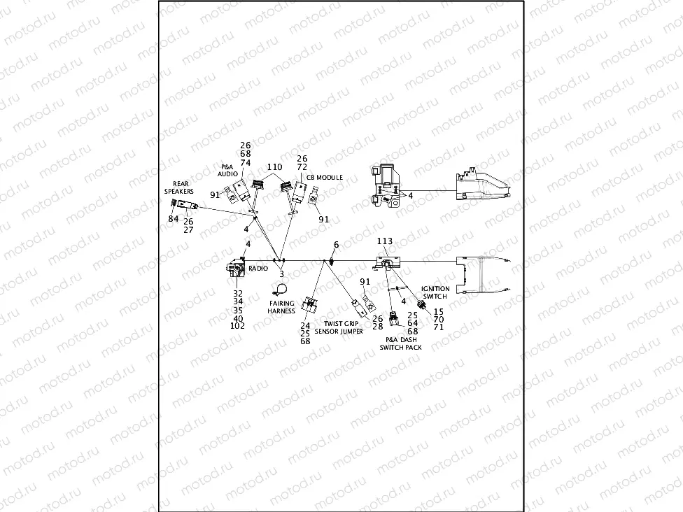 WIRING HARNESS, MAIN, NON-ABS (FAIRING MODELS) - FLHX (2 OF 8)