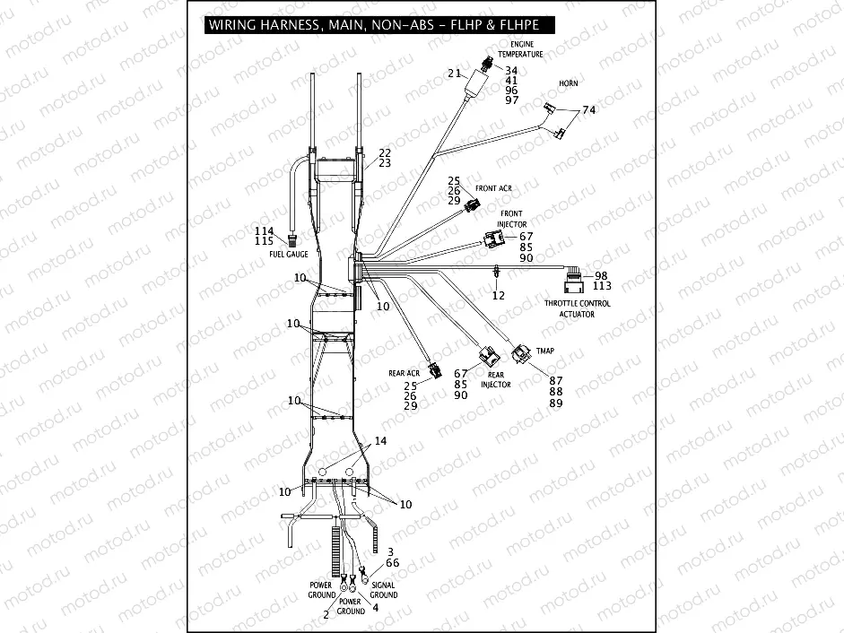 WIRING HARNESS, MAIN, NON-ABS - FLHP & FLHPE (2 OF 5)