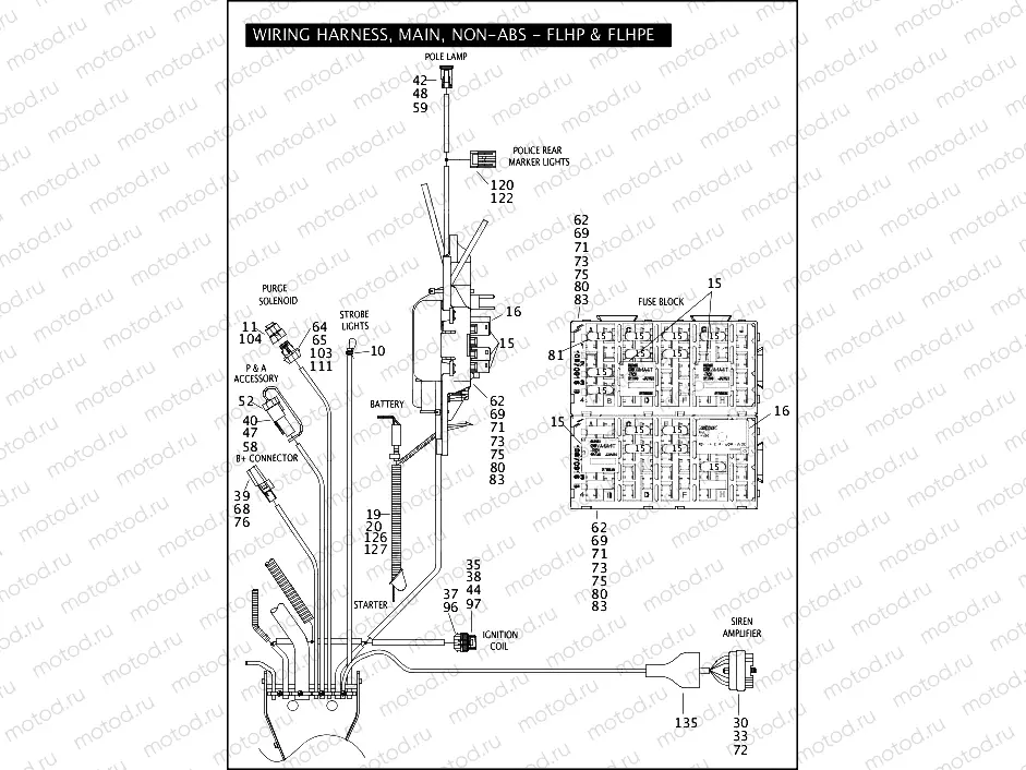 WIRING HARNESS, MAIN, NON-ABS - FLHP & FLHPE (3 OF 5)