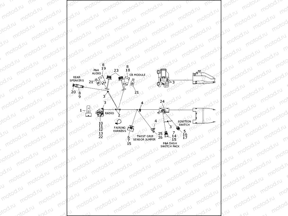 WIRING HARNESS, MAIN, NON-ABS - FLHT, FLHX (2 OF 8)